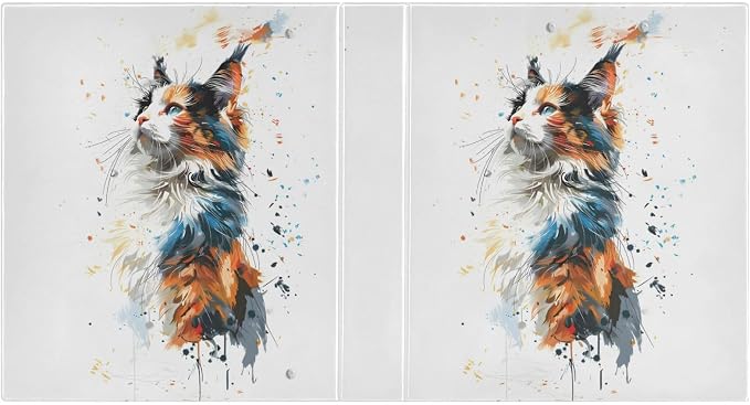 3 Ring Binder, Watercolor Cat File Folder Holds 200 Sheets File Storage for Women Men School Office Supplie
