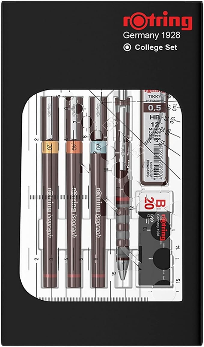 rOtring Isograph Technical Drawing Pens, Set, 3-Piece College Set (.20-60 mm)