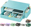Spacrea Desk Organizer and Accessories, Computer Monitor Stand Riser with Drawer and 2 Pen Holders, Office Desk Accessories & Workspace Organizers for Office Supplies (Blue)
