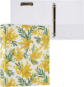 Small Yellow Mimosa Flower Print Binder 3 Ring 1.5 Inch Binder with Clipboard&Pockets, Hardcover Binders Heavy Duty Large File Folder for Office School Supplies - Holds 200 Sheets