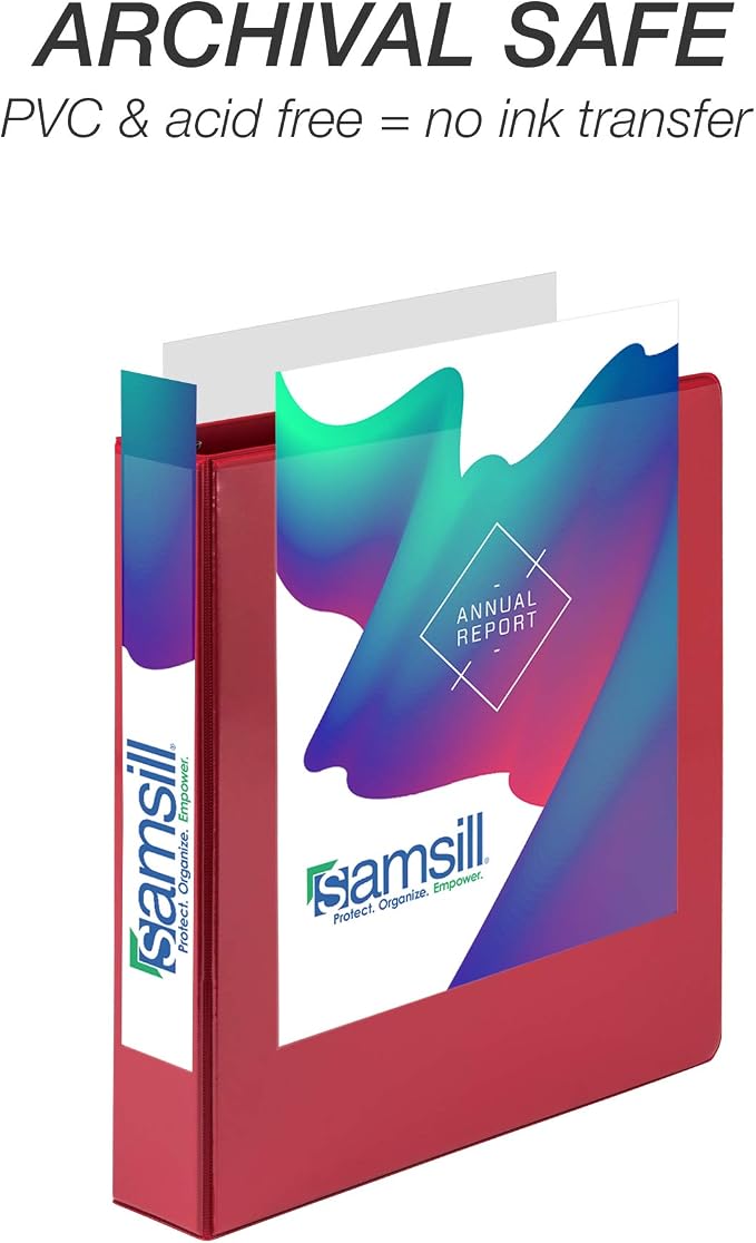 Samsill Durable 1.5 inch 3 Ring Binder, D Ring Binder, 100% Recycled Chipboard, Red