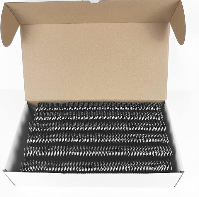Binditek Plastic Spiral Binding Coils, 25 mm, 4:1 Pitch, Black, 50 Pack | Coil Binding Spines, 1", 215 Sheet Capacity, 48 Loops, for Letter-Size Reports, Presentations, School and Office Projects