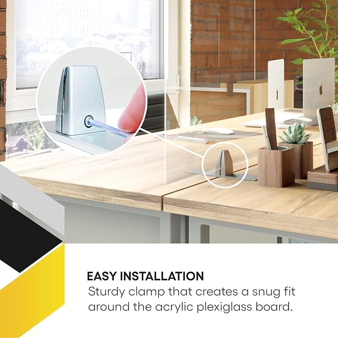 OBEX Acrylic Free Standing Screen, Divider for Desk Privacy Home & Office Partitions for Table Top Workstation, Portable Cubicle Panel for Work, 24" x 42", Clear