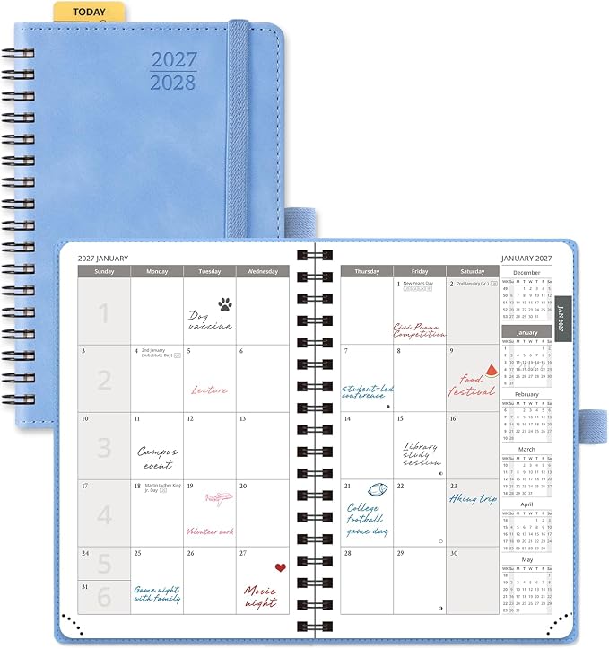 POPRUN Monthly Planner 2027-2028 (Jan.27-Jun.28),4.5"x6.25" Pocket Calendar