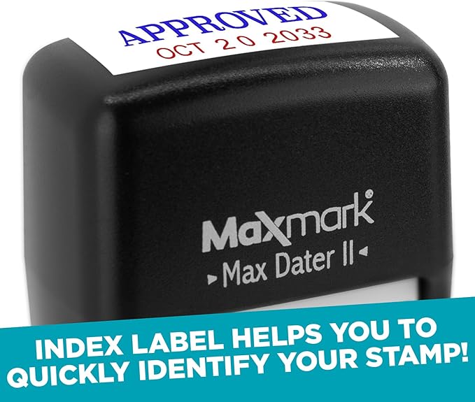 MaxMark Self-Inking Rubber Date Office Stamp with OVERDUE Phrase Blue Ink & Date RED Ink (Max Dater)