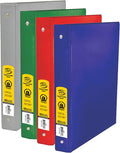 BAZIC Products 1" Color 3-Ring Binder, Round Ring, 2 Pockets, 4-Set | round rings, 1 in Assorted Color 3-ring binder, 2 inside pockets, holds up to 175 sheets, Durable poly cover