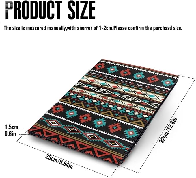 Dreaweet Southwestern Navajo Leather Portfolio Folder Native American Ethnic Tribal Geometric Padfolio Interview Legal Document Organizer,Business Card Holder Included Letter Sized Writing Pad
