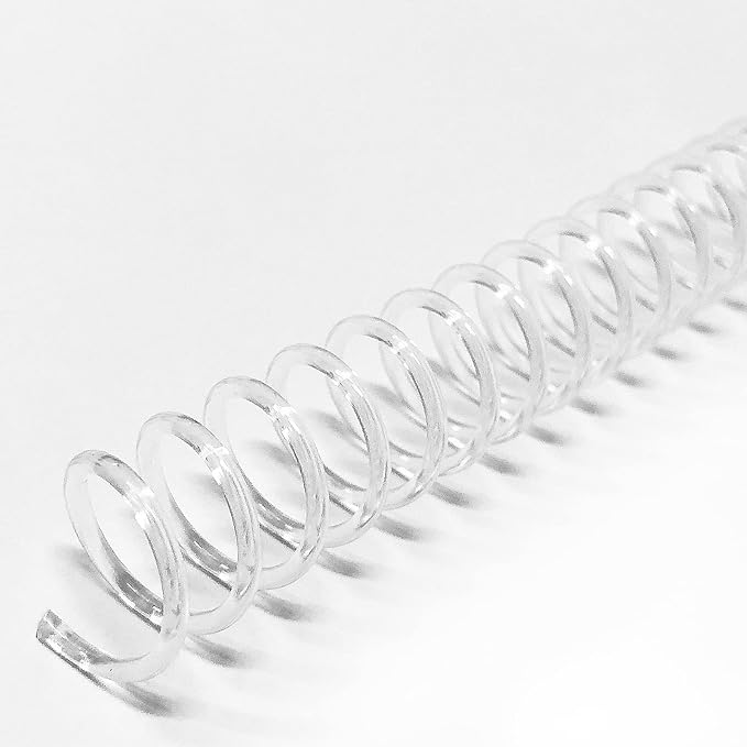 Binditek Plastic Spiral Binding Coils, 12 mm, 4:1 Pitch, Clear, 50 Pack | Coil Binding Spines, 1/2", 90 Sheet Capacity, 48 Loops, for Letter-Size Reports, Presentations, School and Office Projects