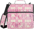 3 Ring Zipper Binder with Shoulder Strap Bow Tie Pink Buffalo Plaid 1.5 inch Binders Keeper Large Capacity Multi Pockets for School Office Supplies