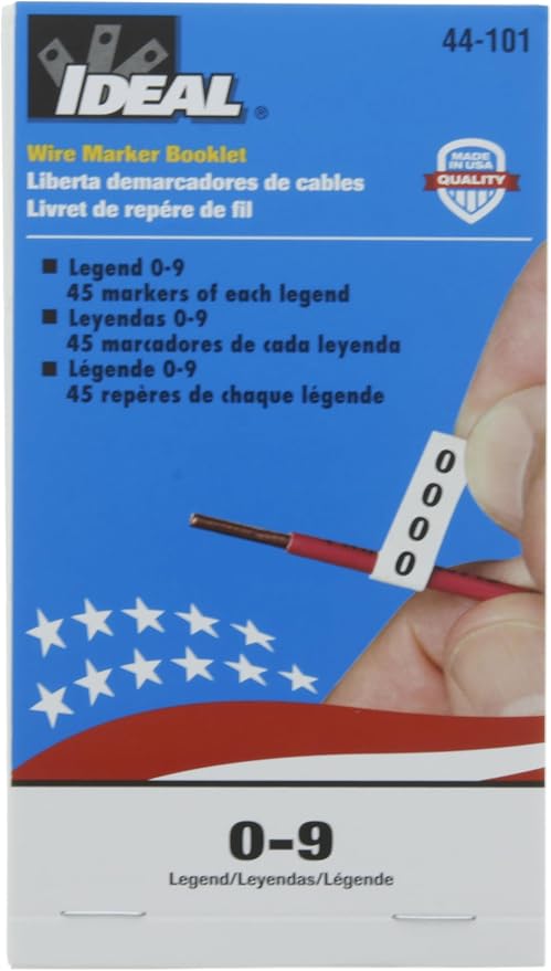 IDEAL Electrical 44-101 Wire Marker Booklet Legend: 0-9 (45 Each)