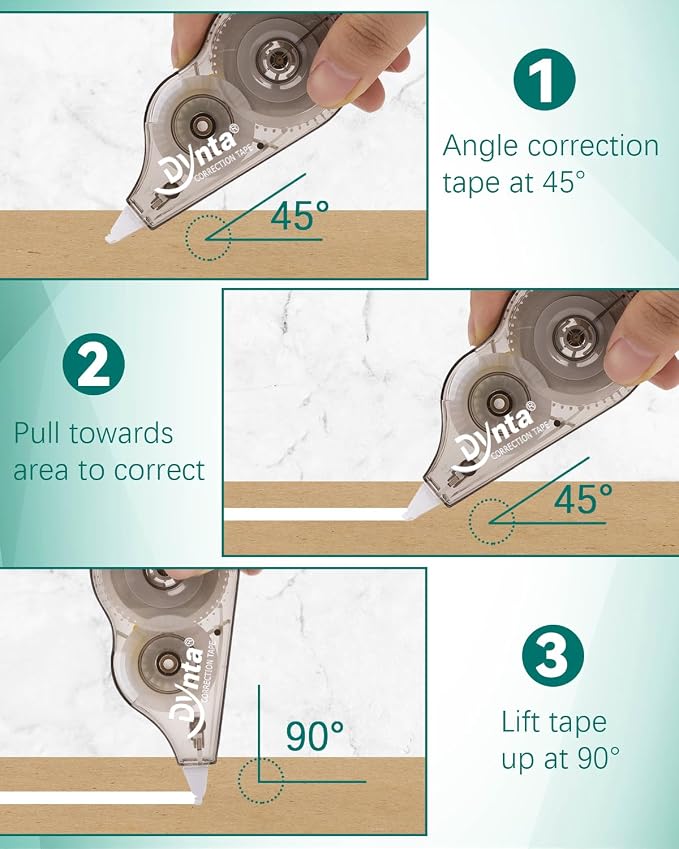 Dynta Correction Tape 28 Pack, White Mistake Out, Transparent Dispenser