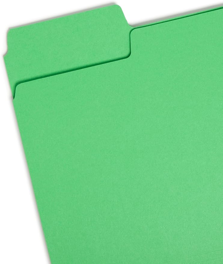 Smead SuperTab File Folder, Oversized 1/3-Cut Tab, Letter Size, Green, 100 per Box (11985), Pack of 1