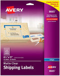 Avery Full Sheet Printable Shipping Labels, 8.5" x 11", Matte Clear, Inkjet, Create Custom Labels Using Scissors or Electronic Cutting Machines, 25 Total (8665)