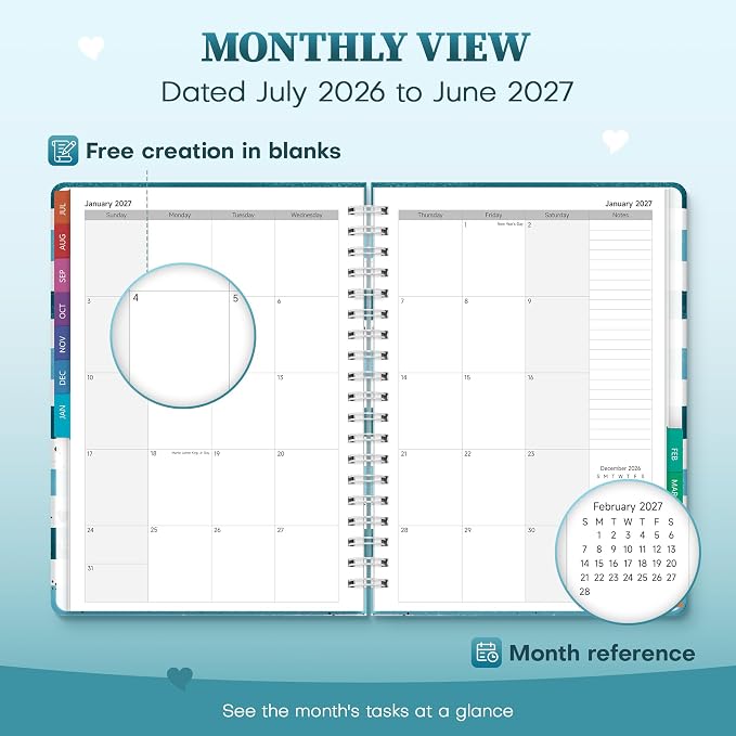 Planner 2026-2027 Weekly & Monthly Academic Planner, 7.4" x 10.2"
