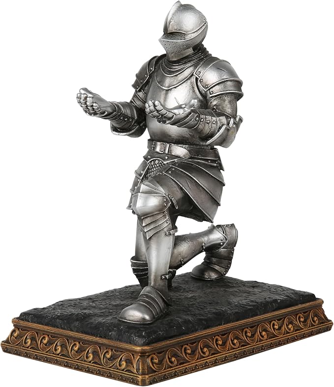 Grace4Joy Knight Pen Holder - 7 Inch Cool Pen Holder Office Desk Accessories, Hand Painted Unique Medieval Office Gifts for Men