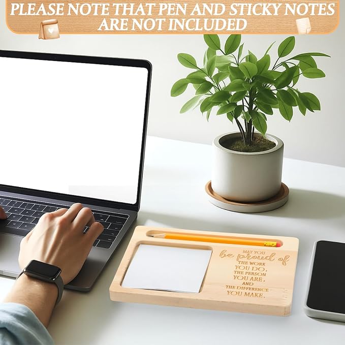 10 Pcs Back to School Teacher Appreciation Gifts Bulk Wooden Sticky Note Holder Motivational Thank Your Gift Inspirational Sticky Notes for Teacher Back to School (Proud)