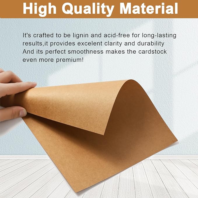 Silunkia 120 Sheets Brown Cardstock 8.5 x 11 Kraft Paper 92lb | Thick Printer Paper Card Stock for Greeting Cards, Stationery, Wrapper, Office Printing, School Crafts, Wedding Invitations