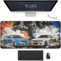 Car Gaming Mouse Pad Large Mousepad R34 R32 Racing Car Anime Aesthetic Graffiti JDM Big Computer Desk Mat Desk Pad for Keyboard and Mouse Mat Non-Slip Base 40x90cm, Style