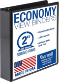 Samsill 2 Inch 3 Ring Binder, Economy Round Ring, Clear View Cover, 425 Sheet Capacity - for School, Home, Office - Charcoal Black