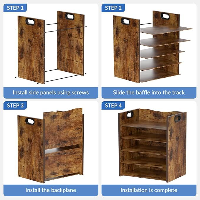 5-Tier Wood Paper Organizer, File Holder for Desk With Handle | Keep Desk Clean,Space Saving,Wooden Paper Letter Tray, Desk Organizer and Accessories, File Cabinet for Home Office, School