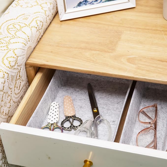 Desk Drawer Organizer Bins, 16pcs Felt Shallow Bathroom Storage Trays, Office Accessories & Workspace Organizers Jewelry & Makeup Boxes Containers(Grey)