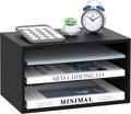 3 Tier Wood Desk Organizer, Mail Sorter and Paper Organizer for Desk, Black | Wooden Desktop Organizer for Sorting Papers, Letters and Mails, Literature Organizer for Home Office, Classroom Organization