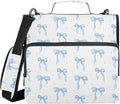 ALAZA Zipper Binder 3 Ring Cute Bow Blue Binder Organizer with Zipper and Shoulder Strap Large Capacity Multi-Pocket Trapper Keeper File Folder for Office Supplies