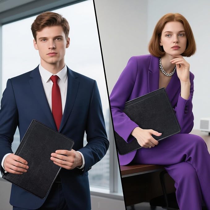 Calfinder Personalized Padfolios Portfolio Binder,3 Ring Leather Binder with Zipper,Professional Padfolios for Women&Men, Portfolio Organizer for Business,Work,School