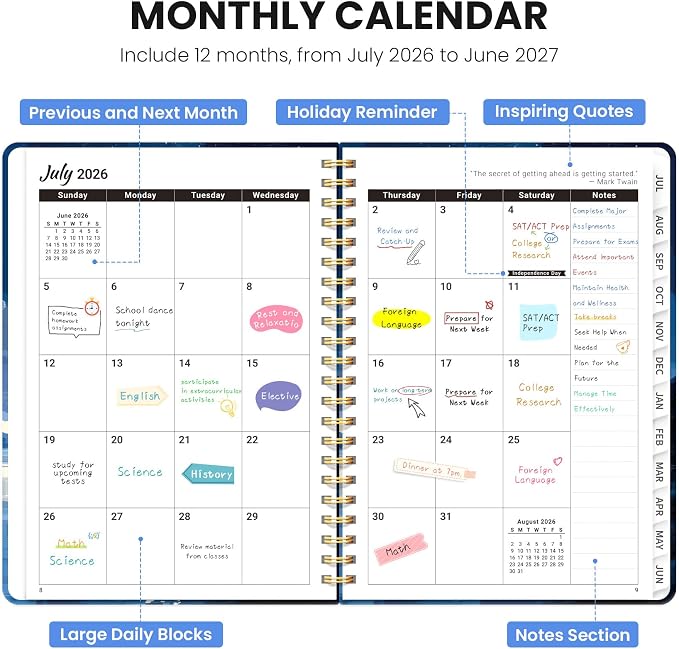 ZOTIA Planner 2026-2027, Jul 2026-Jun 2027 Weekly & Monthly Calendar
