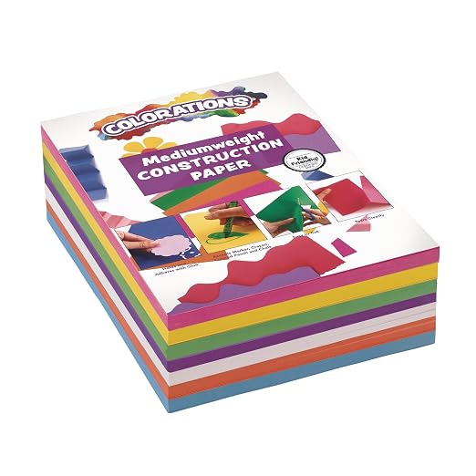 Colorations Construction Paper for Kids - 7 Bright Colors - 600 Bulk Sheets of 9"X12" - Assorted Pack of Heavy-Duty Craft Paper, Bulk School Supplies | 600 Sheets Bright Colored Paper, Bulk Arts & Crafts, School Supplies, Drawing, Coloring, 3D Art