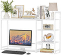 Snughome Desk Shelf, 44.9" Large Desktop Organizer Shelf, Desk Hutch for Monitor, 4 Tier Display Rack, Wooden Desktop Bookshelf Storage Rack for Home Office Dorm