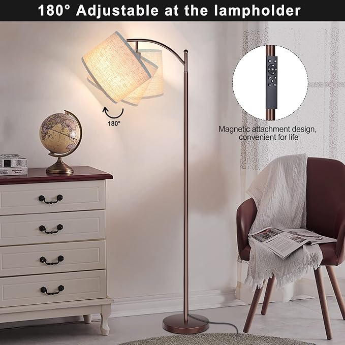 Floor Lamp for Living Room, 4 Color Temperature LED Floor Lamp with Remote Control & Foot Switch, LED Bulb Included, Modern Standing Lamp for Bedroom, Study Room, Office - Oil Rubbed Bronze