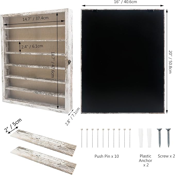 FramePro Shadow Box Frame Display Case 16x20 with Removable Shelves, Deep Memory Box Trinket Knick Knack Shelf Cabinet for Collector, Keepsake Coins Military Medals Wedding Flowers White