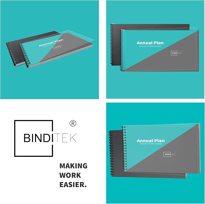 Binditek 100 Pack Binding Covers Set, 8.5x14 Inches, 8Mil PVC & 12Mil Poly | Binding Covers Set, 8.5 x 14 Inches Legal Size, 8 Mil Clear PVC Front, 12 Mil Black Poly Back, Square Corners, Unpunched
