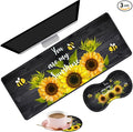 Large Gaming Mouse Pad 31.5x11.8 Inch Keyboard Pad + Ergonomic Wrist Rest Pad and Coaster with Non-Slip 3-Piece Desk Supplies Set, Sunflower, You are My Sunshine Design for Gamers/Office/Study