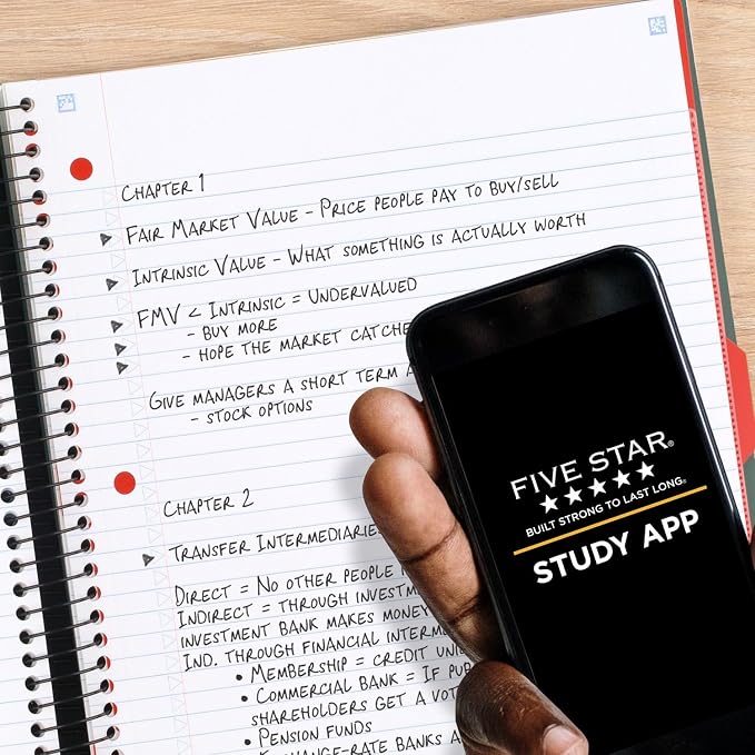 Five Star Flex Refillable Notebook + Study App, 1 Inch Binder with Customizable Cover, College Ruled Notebook and 3 Ring Binder, Hybrid NoteBinder, 200 Sheet Capacity, Green (29326AQ8) (Pack of 4)