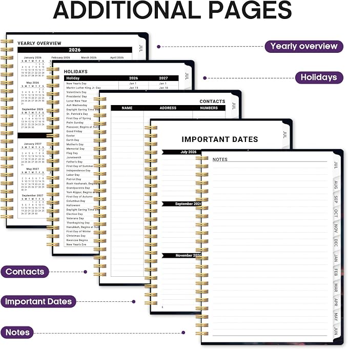 Academic Planner 2026-2027, Jul 2026-Jun 2027 Monthly & Weekly Planner