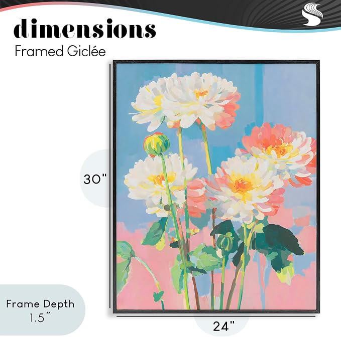 'Colorful Chrysanthemum Impressions'| Framed Giclee Art | Stupell Industries | Black, 24 x 30 Inches, Easy to Hang and Sturdy, Made in USA, by Sisi and Seb