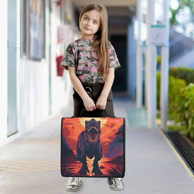 Dinosaur 3 Ring Binder Bag 1.5 inch Binder Organizer with Zipper Shoulder Strap 500 Sheet Documents Storage for School Office