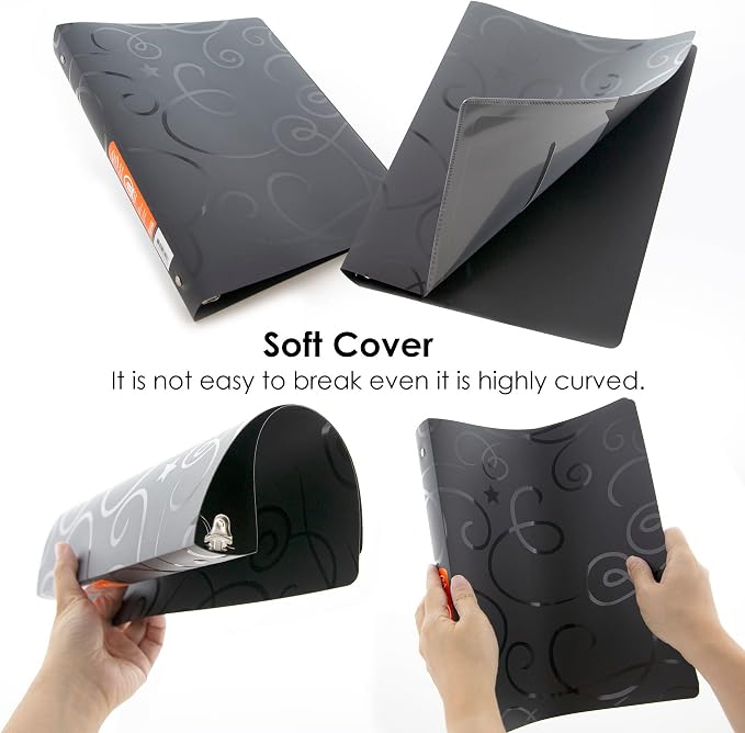 BAZIC Products 1" Swirl Poly 3-Ring Binder, 1 Pocket, 6-Set | round rings, 1 in swirl poly 3-ring binder, 1 inside pocket, holds up to 175 sheets, Durable poly