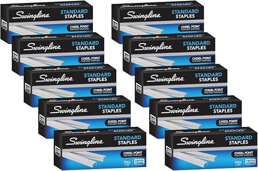 Swingline Staples, Standard Staples for Desktop Staplers, 1/4" Length, 210/Strip, 5000/Box (35111), (Pack of 50)