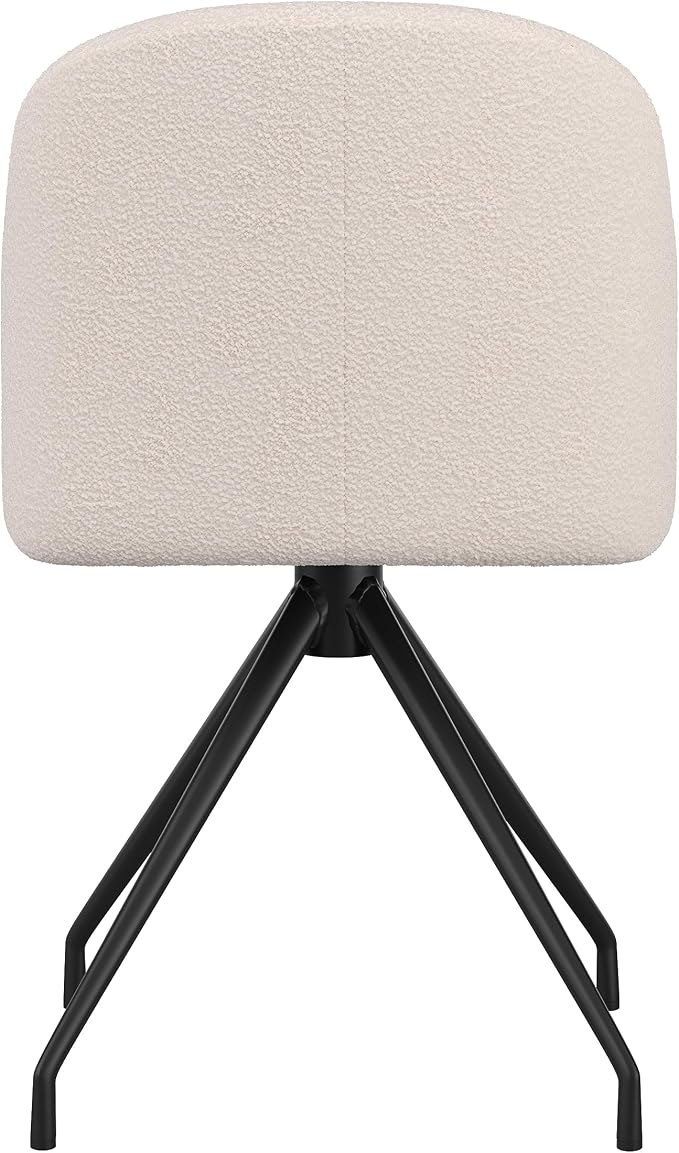 Martha Stewart Sora Upholstered Stationary Office Chair, White | Oil Rubbed Bronze Frame