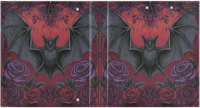 Gothic Bats Rose 3 Round Ring Binders | 1.5 Inch Binder with Clipboard, PVC Pockets, Work Organizer, Holds 200 Sheets for School Office 1 Pack