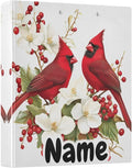 Custom 3 Ring Binder Red Cardinal Flowers Berries 1.5" Round Ring Binders Personalized Name View Binder with 200 Sheet for Kids School Supplies Women Men Office, 1 Pack