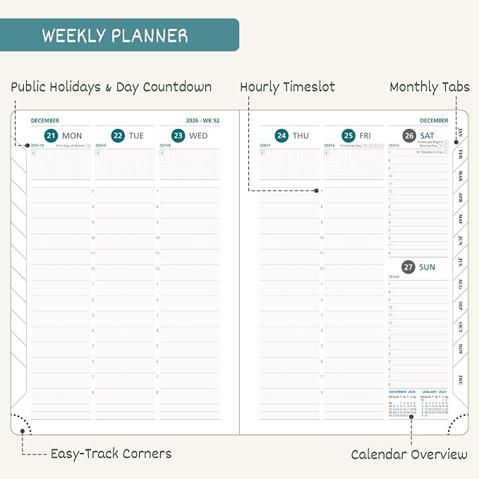 BEZEND 2027 Planner Weekly and Monthly, Daily Calendar Book, Large 8.5"x11"