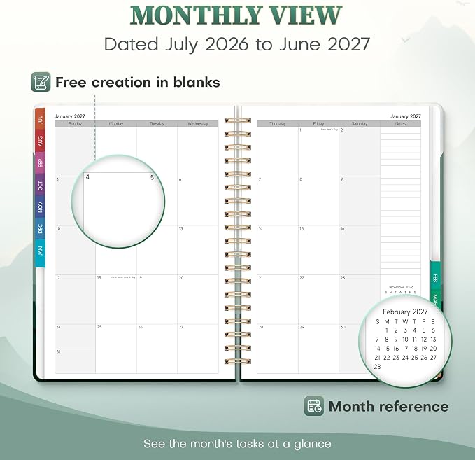 Planner 2026-2027 Weekly & Monthly Academic Planner, 7.4" x 10.2"