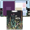 3 Ring Binder, 1 Inches Round Ring Binder with Clipboard, Dividers Tabs, PVC Zipper Bag Sleeves & to Do List Planners for Women, Men, School, Office Supplies, Wild Flower