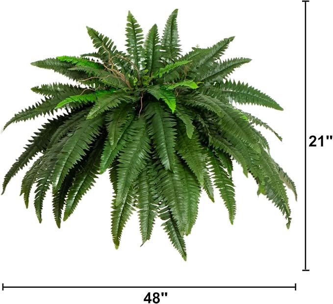 Nearly Natural 48 in Artificial Boston Fern Hanging Plant (Set of 2) | Large Hanging Fake Plant, 67 Long Realistic Fronds, Maintenance-Free, Office and Home Decor