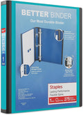 Staples Better Binder, 1-Inch D-Ring View, Teal, 275 Sheets