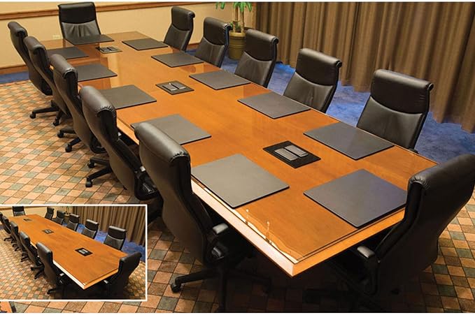 Dacasso Classic Black Leather 17" x 14" Luxury Conference Table Pad - Leather Desk Blotter for Writing - Boardroom Organization & Executive Desk Décor